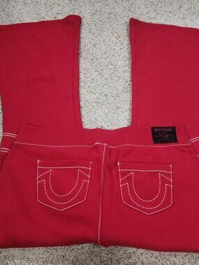 NEW True Religion Pull-On Flare Jeans Red Anniversary XL